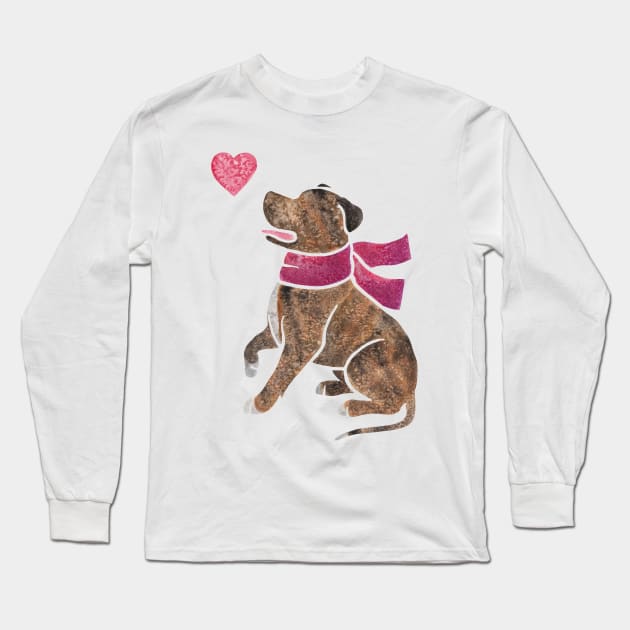 Watercolour Staffie Long Sleeve T-Shirt by animalartbyjess